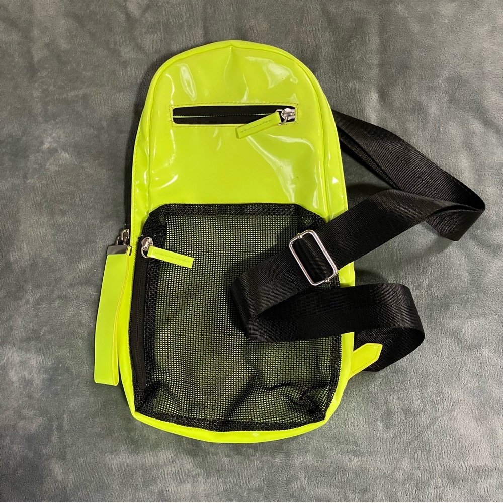 Hi-Viz Yellow Crossbody Bag with Black and Silver accents